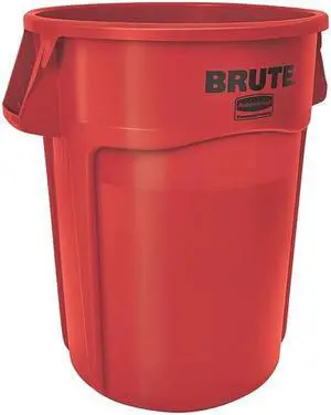 RUBBERMAID FG264360RED 44 gal. Plastic Round Trash Can, Red