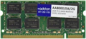AddOn 2GB DDR2 800MHZ 200-pin SODIMM F/Notebooks AddOn 2GB DDR2 800MHZ 200-pin SODIMM F/Notebooks