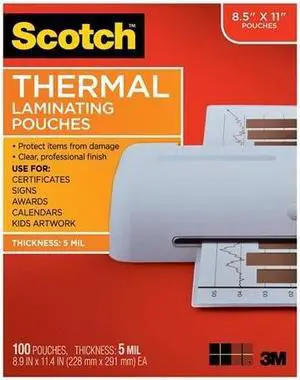 TP5854100 3M Letter Size Thermal Laminating Pouches, 5 mil, 100/Pack