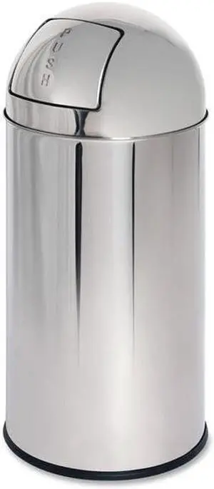 Genuine Joe Classic Round Top Receptacle Stainless Steel