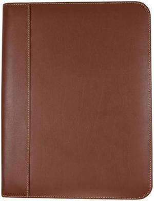 Samsill Contrast Stitch Leather Padfolio, 8 1/2 X 11, Leather, Tan 71716