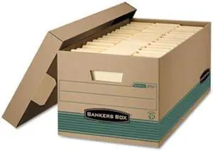 Bankers Box 1270101 - Stor/File Extra Strength Storage Box, Letter, Lift-Off Lid, Kft/Green, 12/Carton