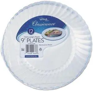 Classicware Plastic Plates 9" Diameter Clear 12 Plates/Pack