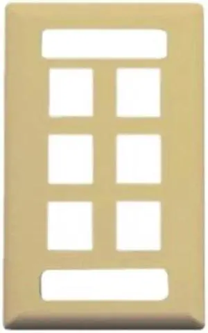 IC107 FACEPLATE W/STATION ID SINGLE GANG,6 PORT,IVORY