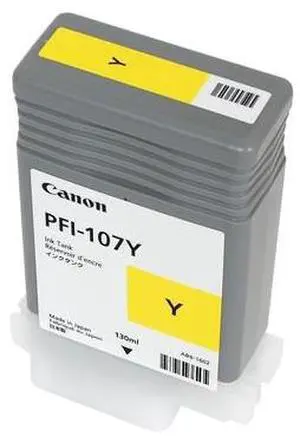 Yellow Inkjet Cartridge (Tank) for Canon PFI-107Y imagePROGRAF iPF680, iPF685, iPF770, MFP M40, iPF780, MFP M40, iPF785, MFP M40, Genuine Canon Brand Yellow Inkjet Cartridge (Tank) for Canon PFI-107Y imagePROGRAF iPF680, iPF685, iPF770, MFP M40, iPF780, MFP M40, iPF785, MFP M40, Genuine Canon Brand
