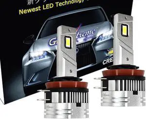 GP-XTREME H11b Super White 6000K LED Headlamp Light Bulbs High and Low Beam Compatible for KIA Borrego Optima Sedona Hyundai 6000 Lumen Plug and Play Halogen Replacement Compact Fan Less