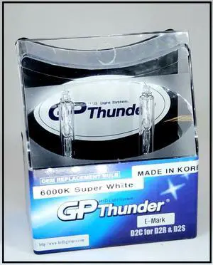 GP Thunder D2R D2S D2C E-Mark Super White 6000k Bulbs (ORIGINAL) GP-D2C6K Low Beam Driving Light Acura BMW Lexus (Made in Korea)