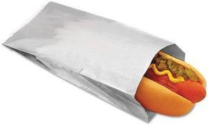 Bag Craft 300456 Foil Single Serve Hot Dog Bags, 3 1/2 x 1 1/2 x 8 1/2, Silver,1000/Carton