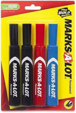Marks-A-Lot Regular Desk Style Permanent Marker Chisel Tip Assorted 4/Set 07905