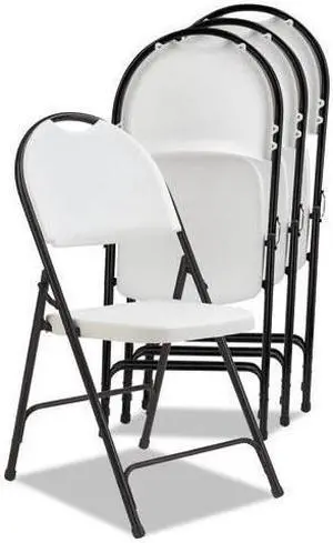 Molded Resin Folding Chair, White/Black Anthracite, 4/Carton