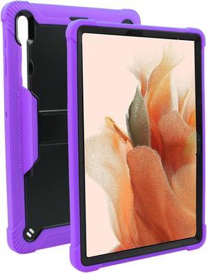 Galaxy Tab S7 FE Case 12.4 2021 T730, Shockproof Rugged Heavy Duty Protection Cover Kickstand Case for Samsung Galaxy Tab S7 FE 12.4 inch SM-T730 2021 (Guardian Black/Purple)