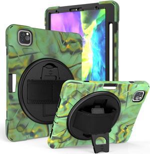 iPad Pro 11 Case 2018/2020, Shockproof Heavy Duty Case Cover Stand Hand Strap for Apple iPad Pro 11-inch 1st 2nd Gen [Shield Camouflage]