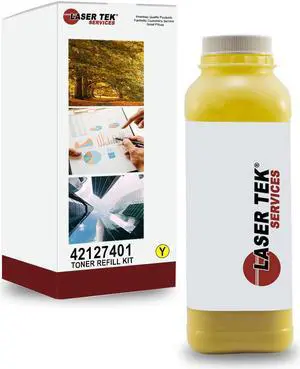 Laser Tek Services ® Yellow Toner Refill Kit for the Okidata 42127401 C5100 C5150 C5200 C5250 C5300n C5400 C5400dn