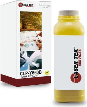 Laser Tek Services® Yellow Toner Refill with chip Samsung CLP-Y660B CLP-610ND CLP-660N CLP-660ND CLX-6200FX CLX-6210FX