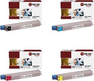 Laser Tek Services Compatible Toner Cartridge Replacement for Okidata C9600 42918904 42918903 42918901 42918902 Works with Okidata C9600 C9800 C9850 Printers (Black, Cyan, Magenta, Yellow, 4 Pack)