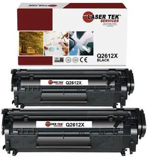 Laser Tek Services Compatible High Yield Toner Cartridge Replacement for HP 12X Q2612X Works with HP Laserjet 1010 1012 1018 3015 3020 Printers (Black, 2 Pack) - 3,000 Pages