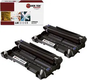 Laser Tek Services Compatible Drum Unit Replacement for Brother DR-620 DR620 Works with Brother DCP8050DN, HL5340D 5350DN, MFC8370 8680DN Printers (Black, 2 Pack) - 25,000 Pages Laser Tek Services Compatible Drum Unit Replacement for Brother DR-620 DR620 Works with Brother DCP8050DN, HL5340D 5350DN, MFC8370 8680DN Printers (Black, 2 Pack) - 25,000 Pages