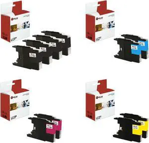 Black and Color Brother LC-75BK LC-75C LC-75M LC-75Y (4BK, 2C, 2M, 2Y)