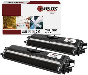 Laser Tek Services Compatible Toner Cartridge Replacement for Brother TN-210 TN210BK Works with Brother HL3040CN 3070CW, MFC9010CN Printers (Black, 2 Pack) - 2,200 Pages