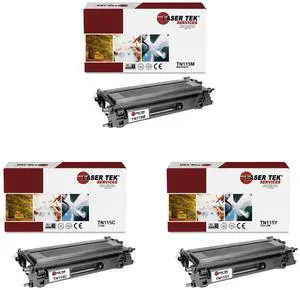 Laser Tek Services Compatible Toner Cartridge Replacement for Brother TN-115 TN115C TN115M TN115Y Works with Brother HL4040CN 4040CDN, MFC9440CN, DCP9040CN Printers (Cyan, Magenta, Yellow, 3 Pack)