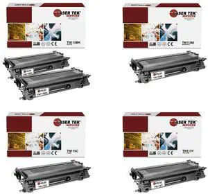 Laser Tek Services Compatible Toner Cartridge Replacement for Brother TN-115 Works with Brother HL4040CN 4040CDN, MFC9440CN, DCP9040CN Printers (Black, Cyan, Magenta, Yellow, 5 Pack)