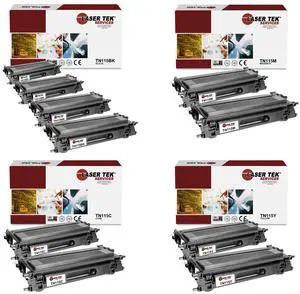 Laser Tek Services Compatible Toner Cartridge Replacement for Brother TN-115 Works with Brother HL4040CN 4040CDN, MFC9440CN, DCP9040CN Printers (Black, Cyan, Magenta, Yellow, 10 Pack)