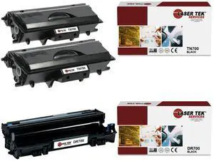 Laser Tek Services Compatible Toner Cartridge and Drum Unit Replacement for Brother TN-700 DR-700 Works with Brother HL 7050 7050N Printers (2 TN700, 1 DR700) - 3 Pack