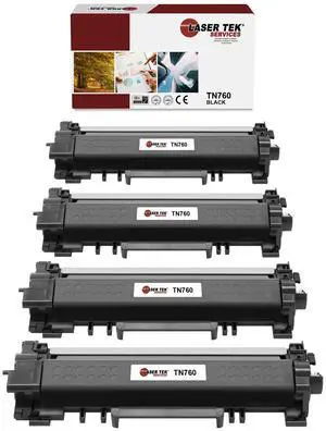 4Pk LTS TN-760 Black Hi-Yield Compatible for Brother HLL2350DW L2370DW Toner