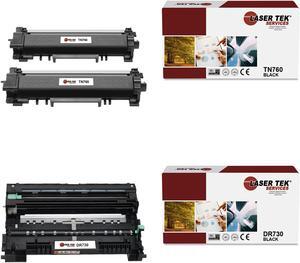 Laser Tek Services Compatible Toner Cartridge and Drum Unit Replacement for Brother TN-760 DR-730 Works with Brother HLL2350DW L2370DW, DCPL2550DW, MFCL2710DW Printers (2 TN760, 1 DR730) - 3 Pack