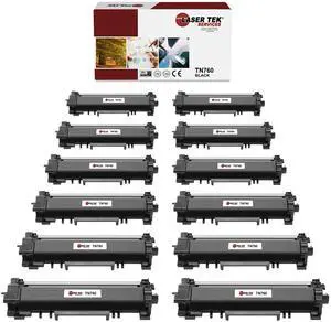 12Pk LTS TN-760 Black Hi-Yield Compatible for Brother HLL2350DW L2370DW Toner