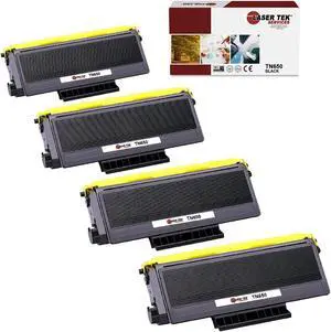 Laser Tek Services Compatible Toner Cartridge Replacement for Brother TN-650 Works with Brother DCP8080DN, HL5340D 5370DW, MFC8480DN Printers (Black, 4 Pack) - 8,000 Pages