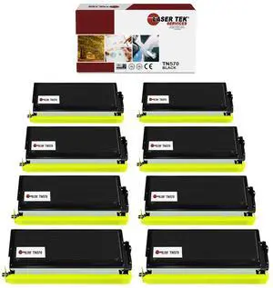 Laser Tek Services Compatible Toner Cartridge Replacement for Brother TN-570 Works with Brother DCP8040 8045D, HL5140 5150D 5150DLT, MFC8120 Printers (Black, 8 Pack) - 7,000 Pages