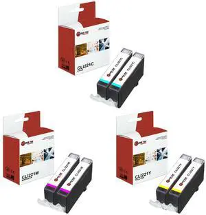 Laser Tek Services Compatible High Yield Ink Cartridge Replacement for Canon CLI-221 Works with Canon Pixma iP3600 iP4600, MP540 MP560, MX860 Printers (Cyan, Magenta, Yellow,6 Pack)