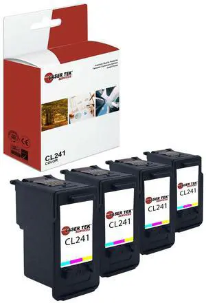 Laser Tek Services Compatible High Yield Ink Cartridge Replacement for Canon CL-241 CL241 Works with Canon Pixma MG2120 MG2220 MG3120, MX372 MX392 Printers (Multicolored, 4 Pack) - 400 Pages