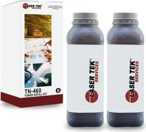 Laser Tek Services Compatible Toner Refill Kit Replacement for Brother TN460 TN-460 Works with Brother DCP-1200 1400, Fax 8350p, HL-1030 1230 Printers (Black, 2 Pack) - 6,000 Pages