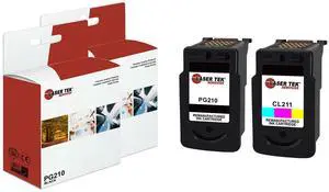 Laser Tek Services Compatible High Yield Ink Cartridge Replacement for Canon PG-210 CL-211 Works with Canon Pixma iP2700 iP2702, MP240 MP280, MX320 MX340 Printers (Black, Tri-Color, 2 Pack)