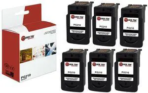 Laser Tek Services Compatible High Yield Ink Cartridge Replacement for Canon PG-210 PG210 Works with Canon Pixma iP2700 iP2702, MP240 MP280, MX320 MX340 Printers (Black, 6 Pack) - 400 Pages