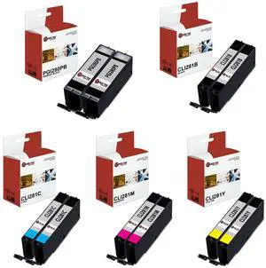 Laser Tek Services Compatible High Yield Ink Cartridge Replacement for Canon PGI-280 CLI-281 Works with Canon PIXMA TR7520 TR8520 TS6120 Printers (Pigment Black, Black, Cyan, Magenta, Yellow, 10 Pack)