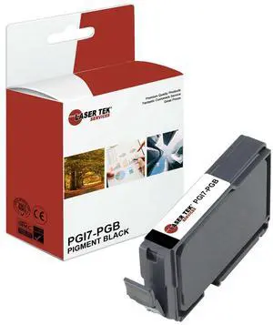 Laser Tek Services Compatible High Yield Ink Cartridge Replacement for Canon PGI-7 PGI7-PGB Works with Canon Pixma MX7600 / iX7000, Pro9500 / Pro9500 Mark II Printers (Black, 1 Pack) - 565 Pages
