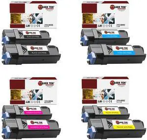 Laser Tek Services Compatible Toner Cartridge Replacement for Dell 310-9058 310-9060 310-9064 310-9062 Works with Dell 1320 1320C 1320CN Printers (Black, Cyan, Magenta, Yellow, 8 Pack)
