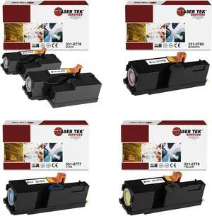 Laser Tek Services Compatible Toner Cartridge Replacement for Dell 1250 331-0778 331-0777 331-0780 331-0779 Works with Dell 1250C 1350CNW 1355CN Printers (Black, Cyan, Magenta, Yellow, 5 Pack)