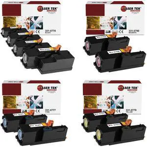 Laser Tek Services Compatible Toner Cartridge Replacement for Dell 1250 331-0778 331-0777 331-0780 331-0779 Works with Dell 1250C 1350CNW 1355CN Printers (Black, Cyan, Magenta, Yellow, 10 Pack)
