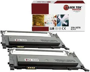 2Pk LTS 1230 330-3578 Black Compatible for Dell 1230C 1235CN Toner Cartridge