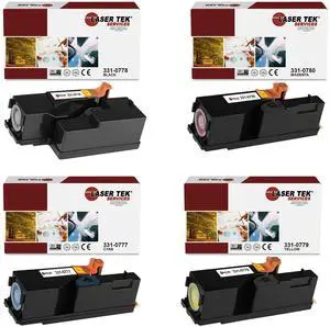 Laser Tek Services Compatible Toner Cartridge Replacement for Dell 1250 331-0778 331-0777 331-0780 331-0779 Works with Dell 1250C 1350CNW 1355CN Printers (Black, Cyan, Magenta, Yellow, 4 Pack)