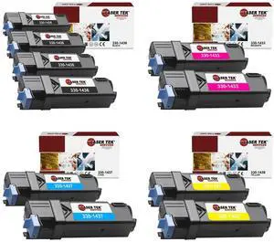Laser Tek Services Compatible Toner Cartridge Replacement for Dell 2130 330-1436 330-1437 330-1433 330-1438 Works with Dell 2130CN 2135CN Printers (Black, Cyan, Magenta, Yellow, 10 Pack)