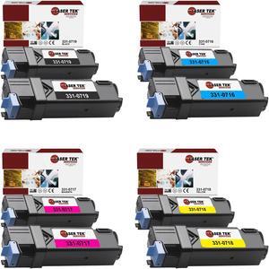 Laser Tek Services Compatible Toner Cartridge Replacement for Dell 331-0719 331-0716 331-0717 331-0718 Works with Dell 2150 2150CDN 2150CN 2155 Printers (Black, Cyan, Magenta, Yellow, 8 Pack)