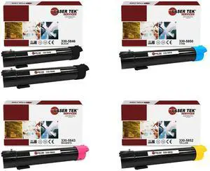 Laser Tek Services Compatible Toner Cartridge Replacement for Dell 5130 330-5846 330-5850 330-5843 330-5852 Works with Dell 5130CDN Printers (Black, Cyan, Magenta, Yellow,5 Pack)
