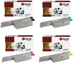 Laser Tek Services Compatible Toner Cartridge Replacement for Dell 5110 310-7890 310-7892 310-7894 310-7896 Works with Dell 5110 5110CN Printers (Black, Cyan, Magenta, Yellow, 4 Pack)
