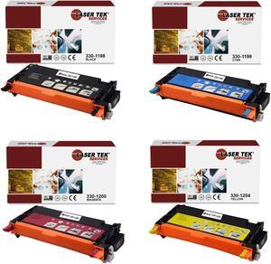 Laser Tek Services Compatible Toner Cartridge Replacement for Dell 330-1198 330-1199 330-1200 330-1204 Works with Dell 3130 3130CN 3130CND Printers (Black, Cyan, Magenta, Yellow, 4 Pack)