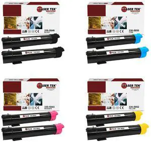 Laser Tek Services Compatible Toner Cartridge Replacement for Dell 5130 330-5846 330-5850 330-5843 330-5852 Works with Dell 5130CDN Printers (Black, Cyan, Magenta, Yellow, 8 Pack)